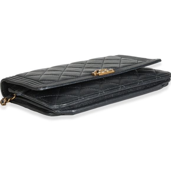 Chanel Gunmetal Quilted Lambskin Boy Wallet On Chain - Picture 8 of 8